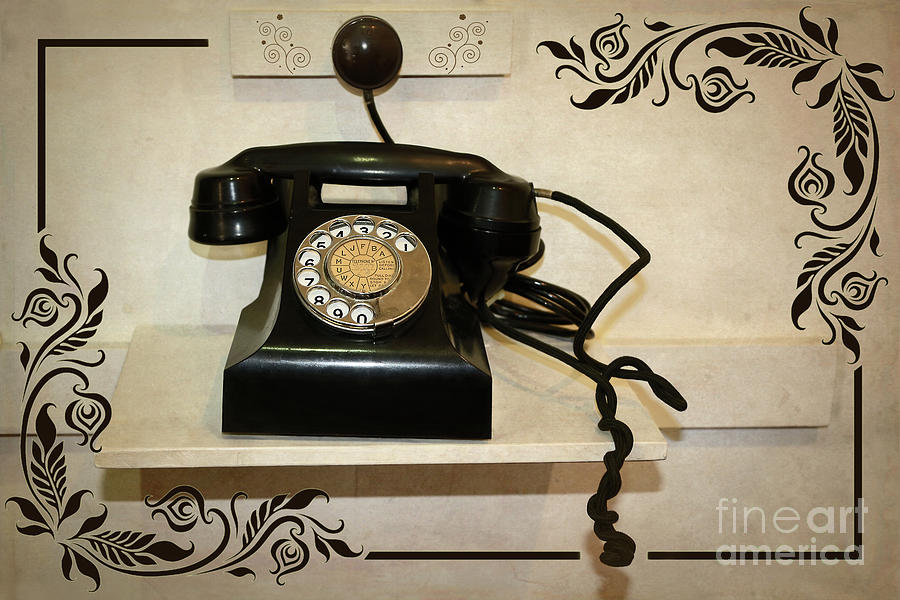 Vintage Photograph - Old Black Telephone by Kaye Menner by Kaye Menner