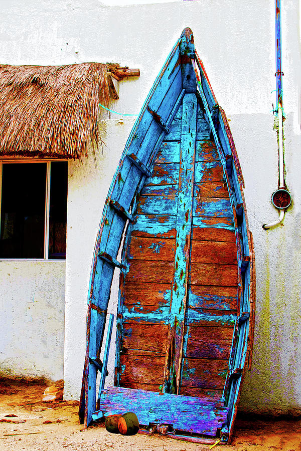 Old Blue Boat - Mexico Photograph by Susan Vineyard