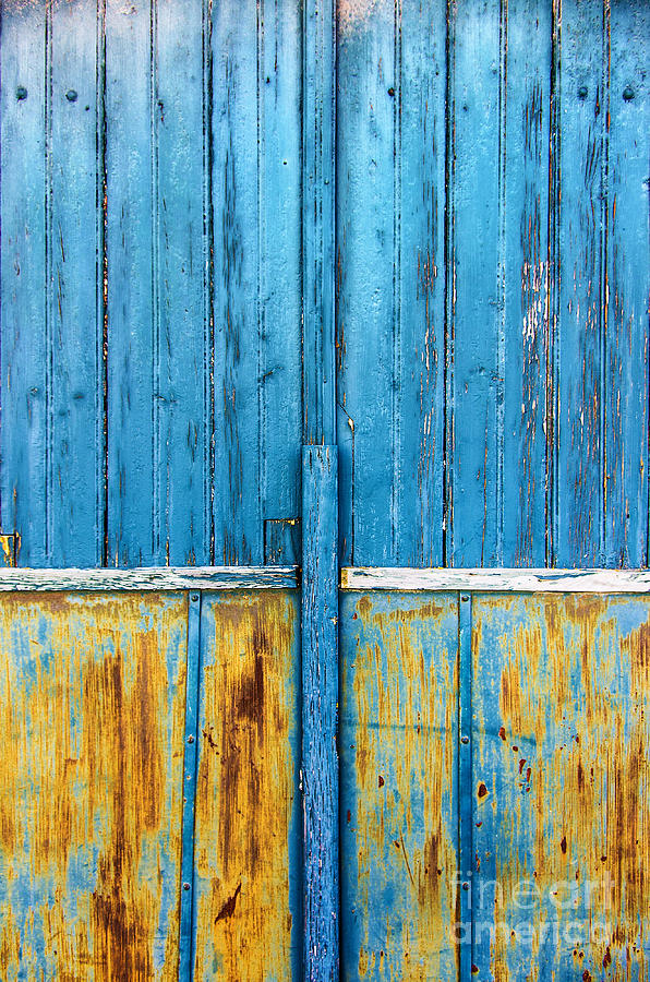 Vintage Photograph - Old Blue Door Detail by Carlos Caetano