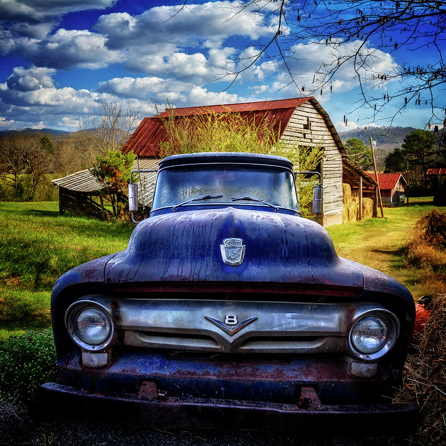 Old Blue Ford on the Farm Photograph by Debra and Dave Vanderlaan