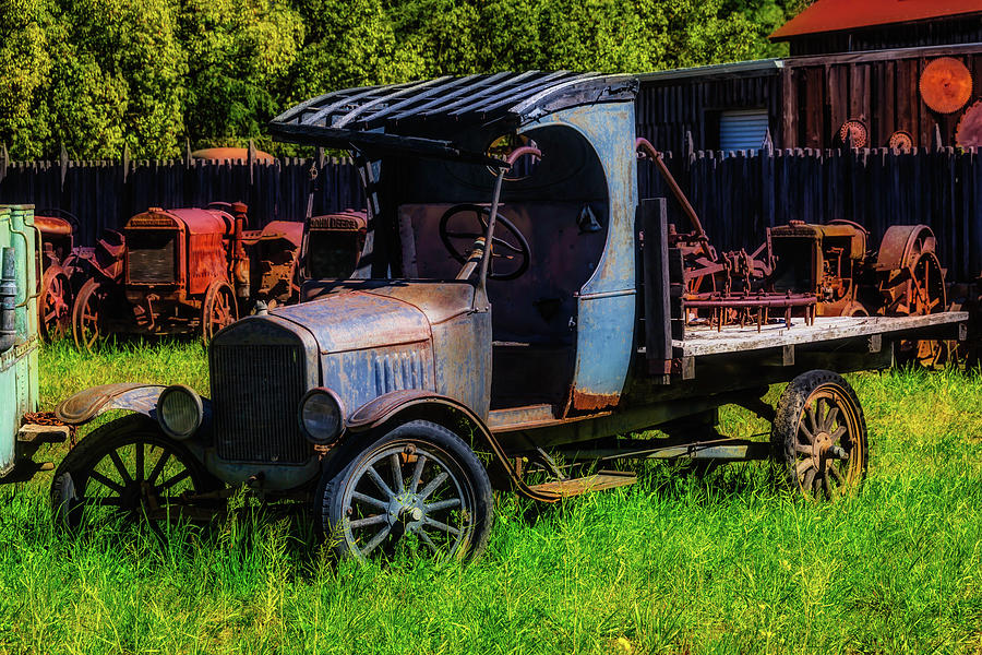 Truck Photograph - Old Blue Ford Truck by Garry Gay