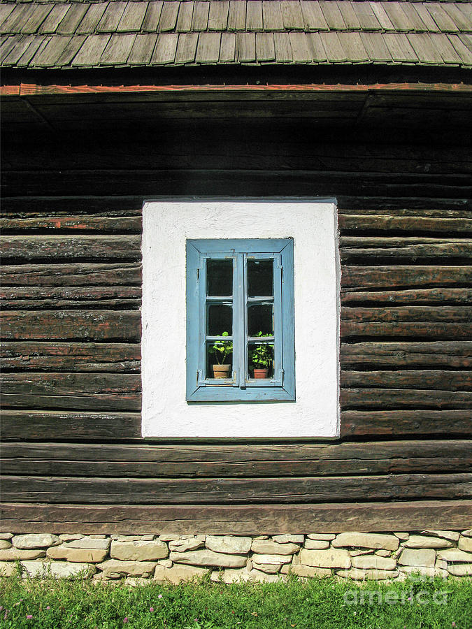 Old Blue Wood Window Photograph by Daliana Pacuraru