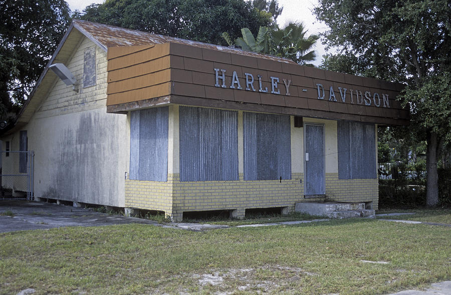 Old Building Photograph - Old Boarded Up Harley Davidson Shop by Richard Nickson