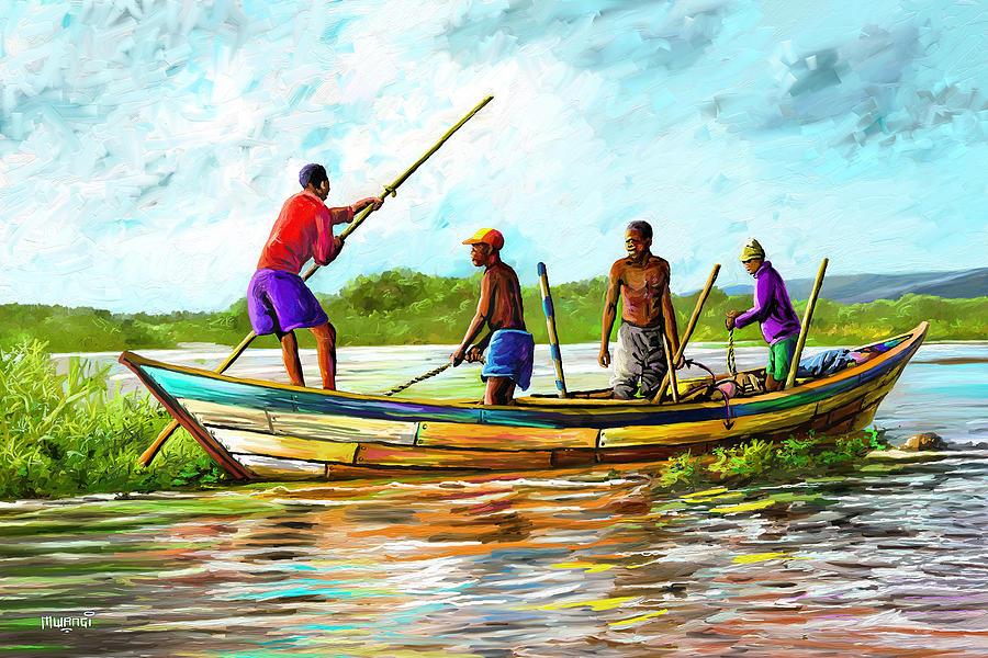 Old boat Painting by Anthony Mwangi