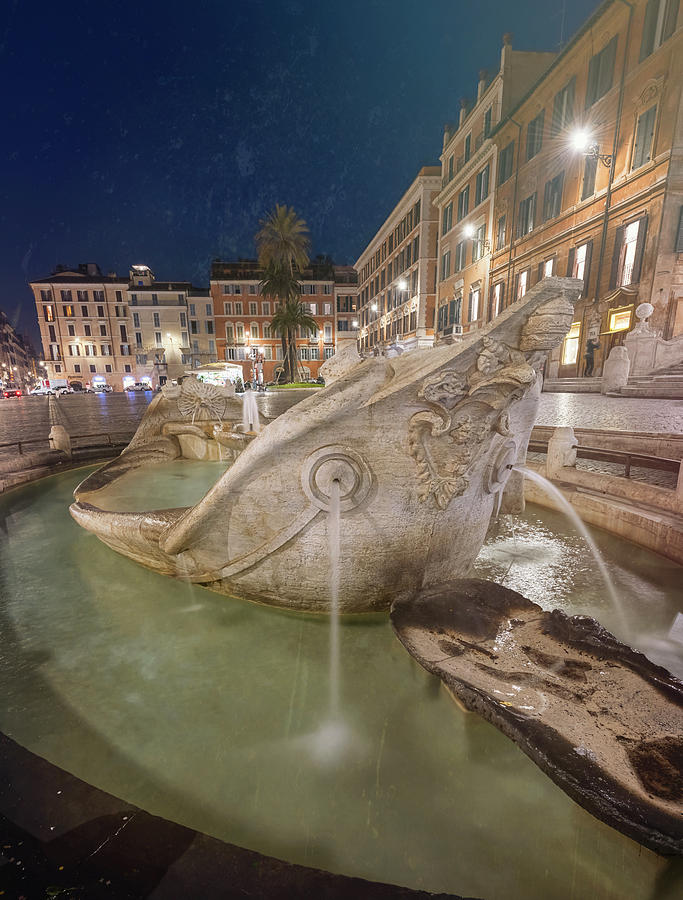 Old Boat Fountain Rome Italy Photograph