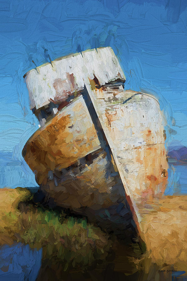 Old Boat Tomales Bay I - Painterly Photograph by David Gordon