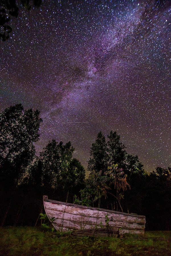 Old Boat Under the Stars Photograph by Tim Kirchoff