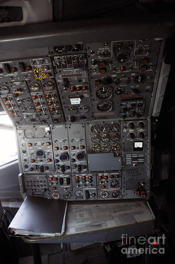 Black And White Photograph - Old Boeing 727 cockpit 3 by Micah May