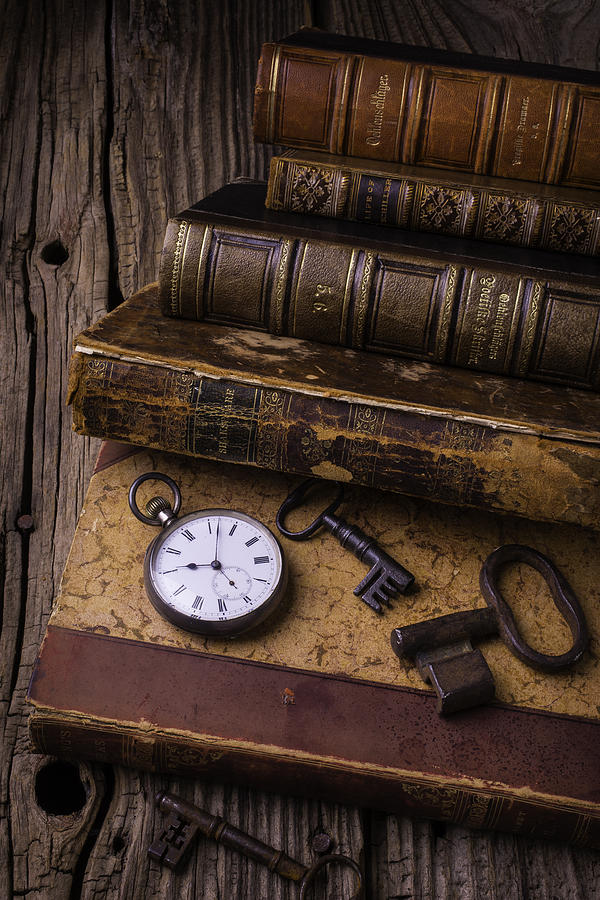 Old Books And Watch Photograph by Garry Gay