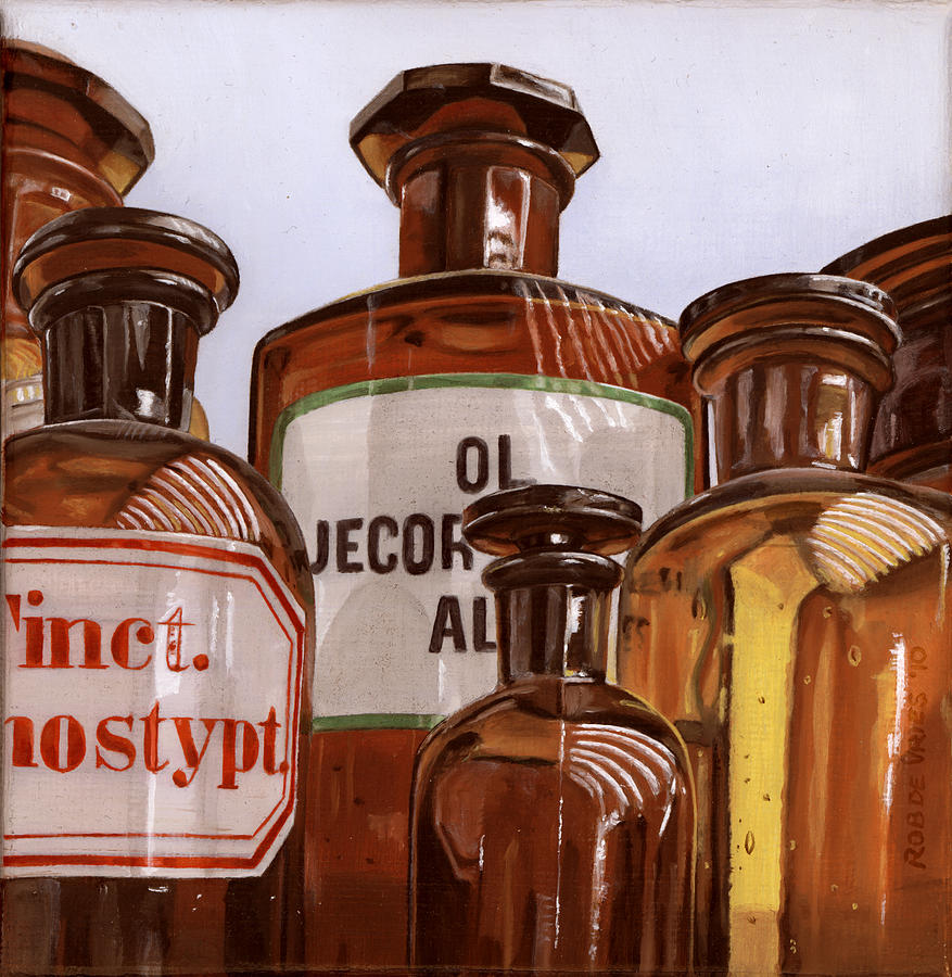 Old Bottles Painting by Rob De Vries