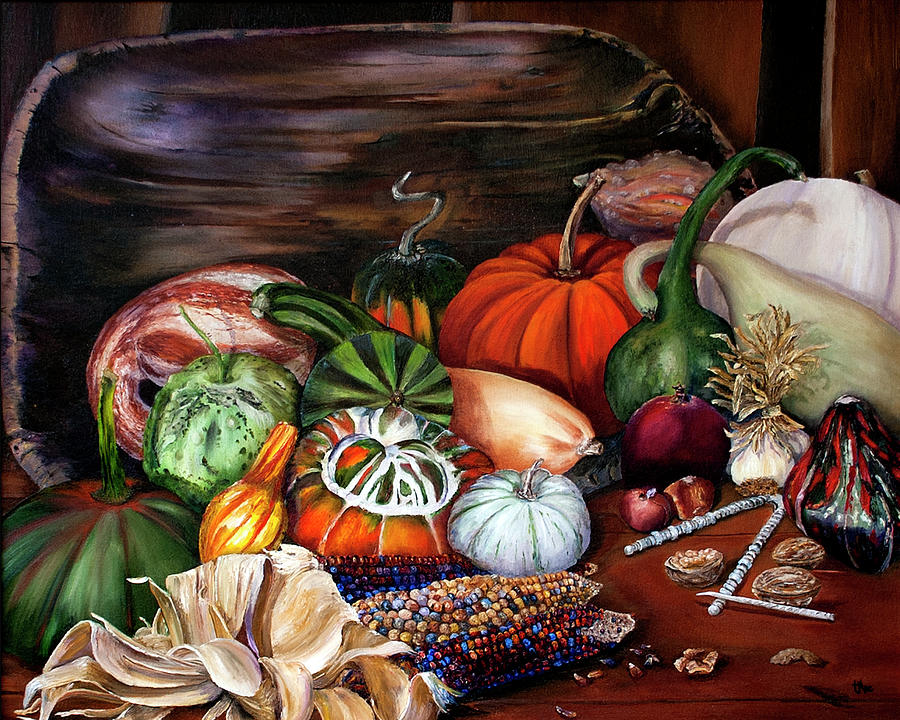 Old Bowl Cornucopia Painting by Terry R MacDonald