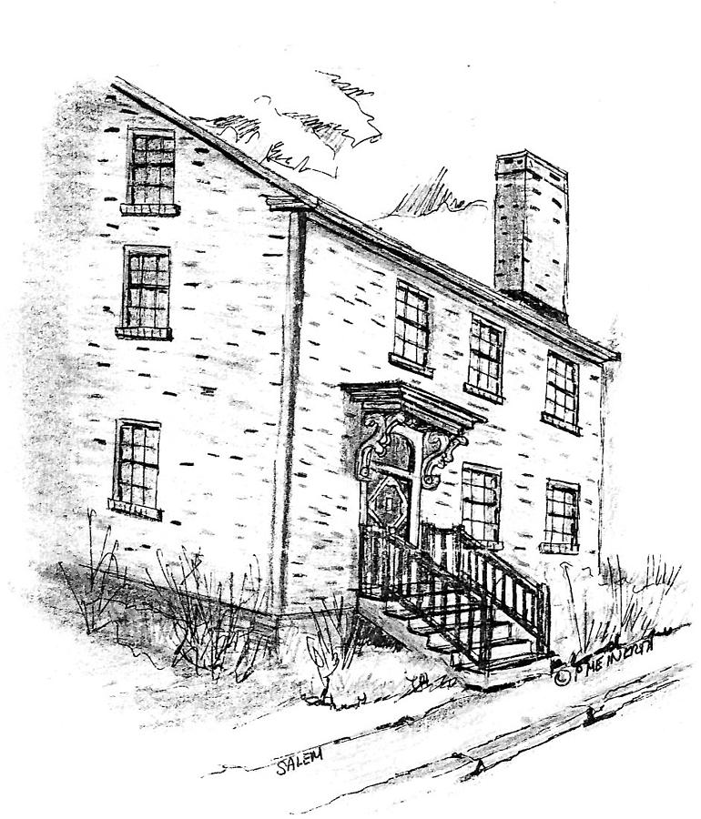 Old Brick House Salem MA Drawing by Paul Meinerth Fine Art America
