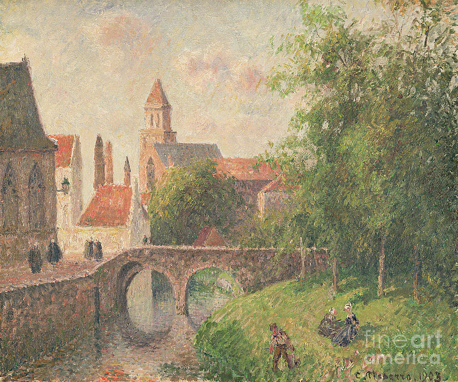 Old Bridge in Bruges by Camille Pissarro Painting by Camille Pissarro