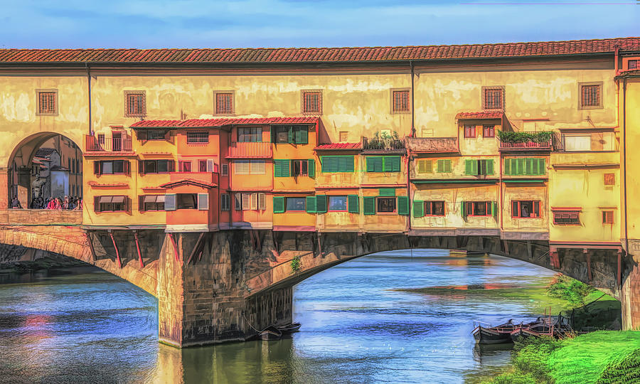 Old Bridge In Florence Italy Painterly Photograph by Gary Slawsky