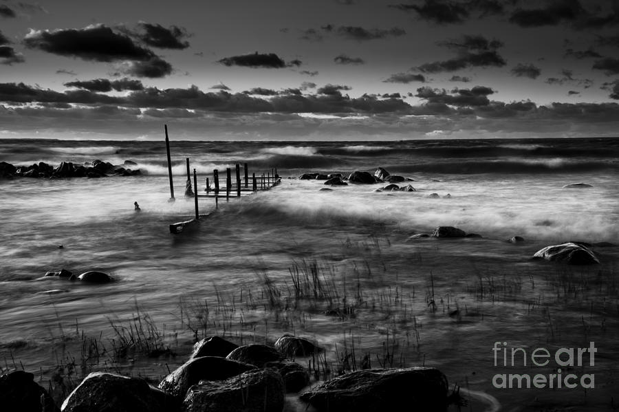 Old bridge in stormy sea Photograph by Artenex - Pixels