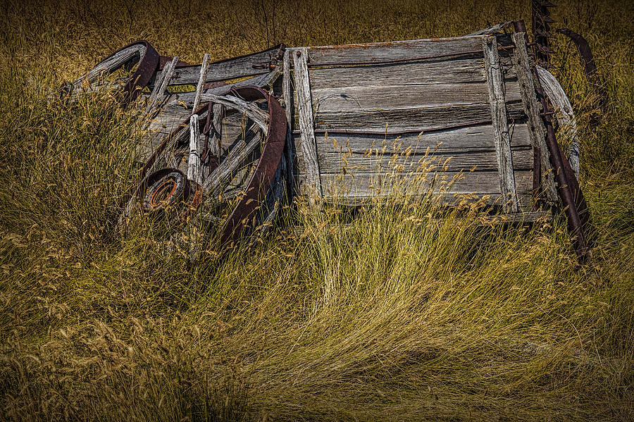 Old Broken Down Wooden Farm Wagon Photograph by Randall Nyhof