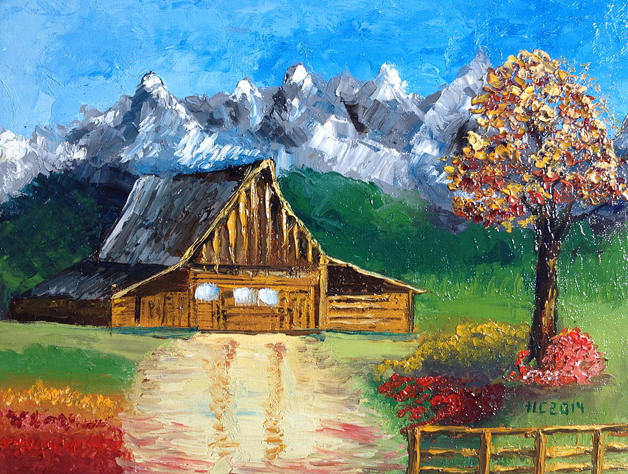 Old Brown Barn Painting by Theresa Cangelosi