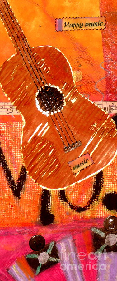 Old Brown Guitar Mixed Media by Angela L Walker