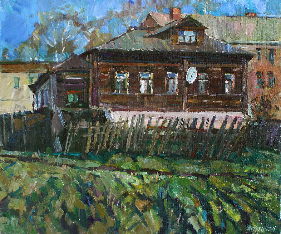 Tree Painting - Old brown house by Juliya Zhukova