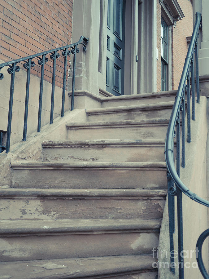 Old Brownstone Staircase Photograph by Edward Fielding