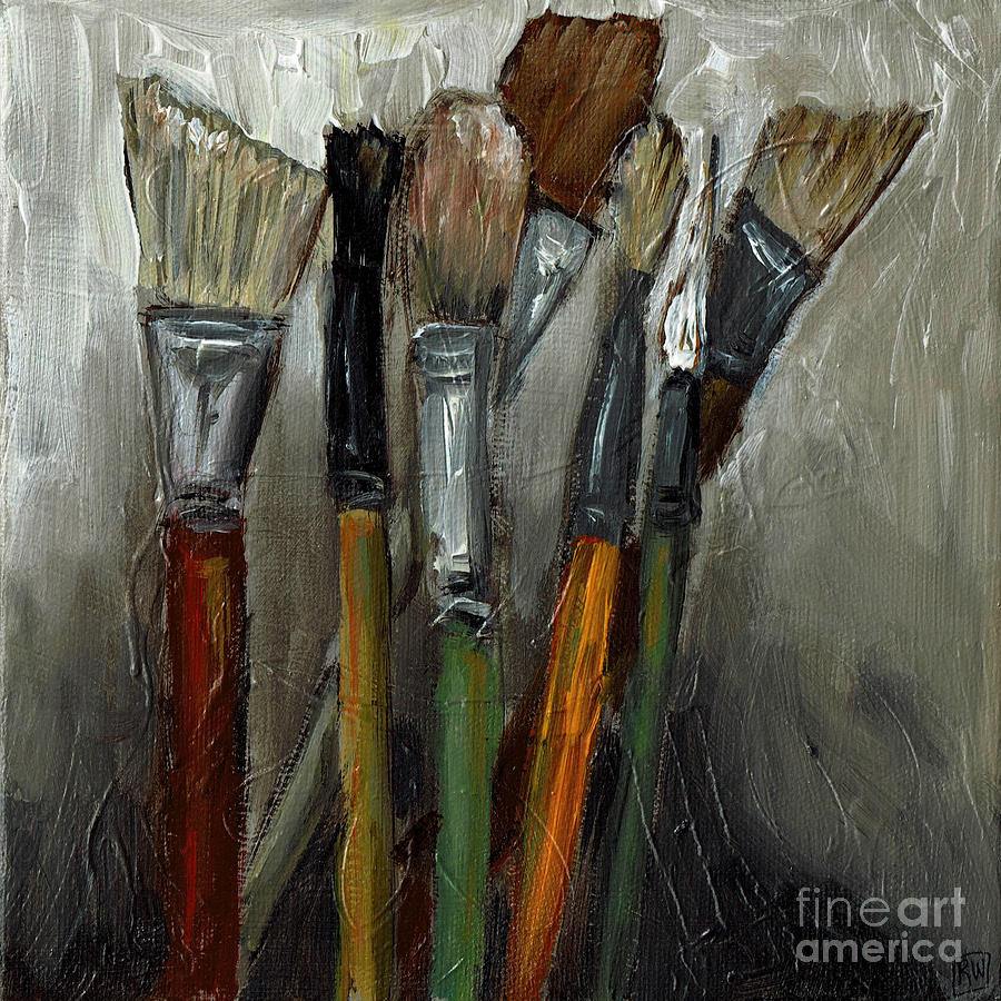 Old Brushes Painting by Robin Wiesneth