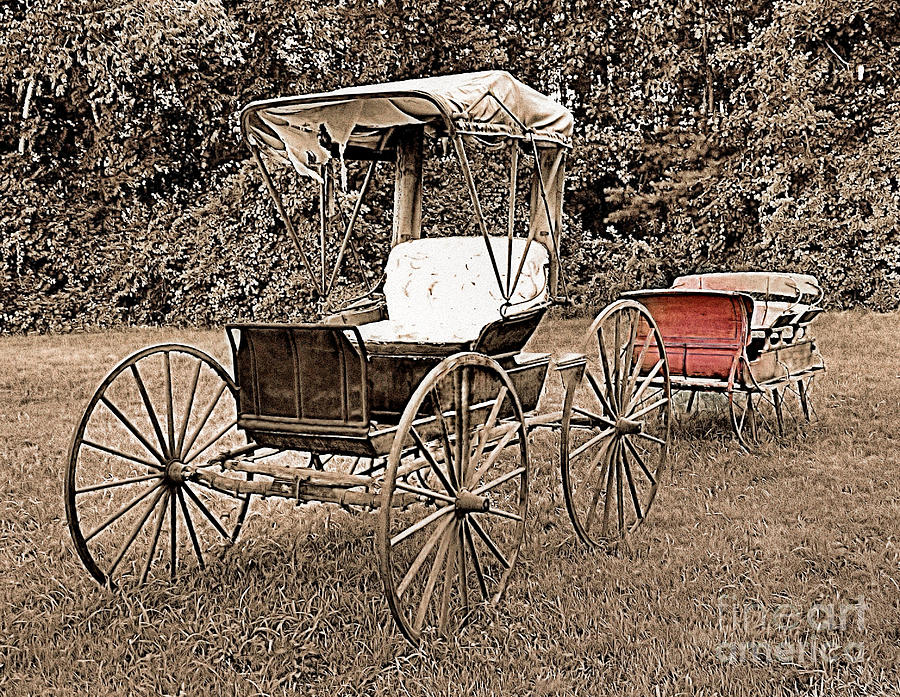 Vintage Photograph - Old Buggy and Sleigh by Janice Drew