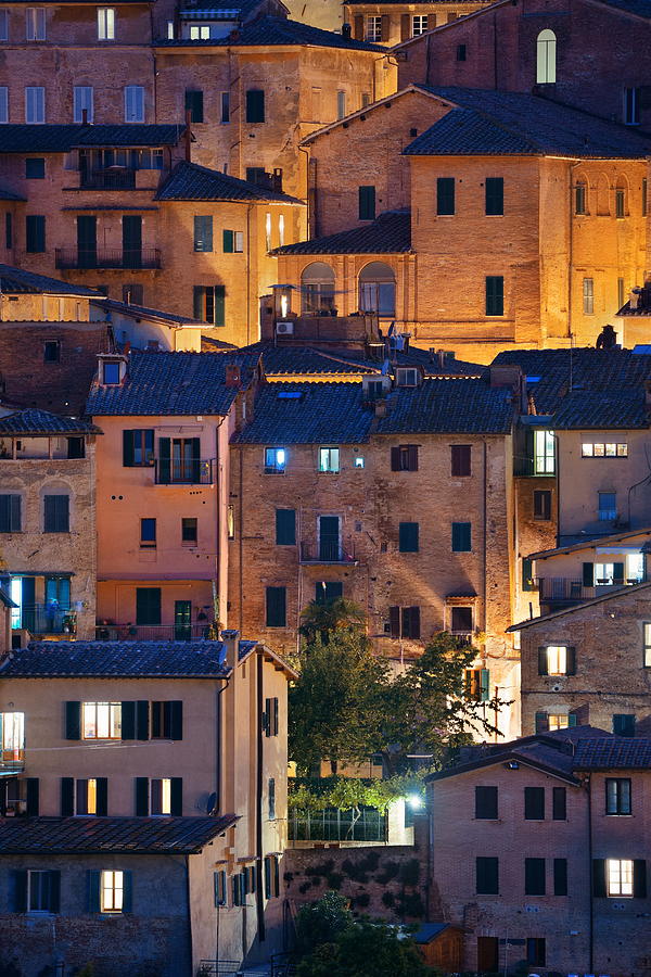 Old building background at night Siena Italy Photograph by Songquan Deng