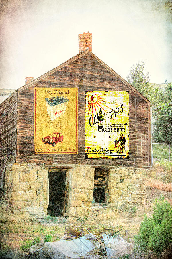 Old building vintage signs Digital Art by Cathy Anderson