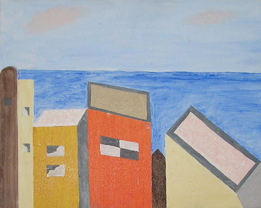 Seaside Mixed Media - Old Buildings At The Seashore by Harris Gulko Seaside Mixed Media - Old Buildings At The Seashore by Harris Gulko