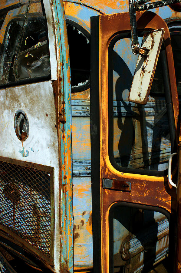 Old Bus Doors Photograph by Off The Beaten Path Photography - Andrew Alexander