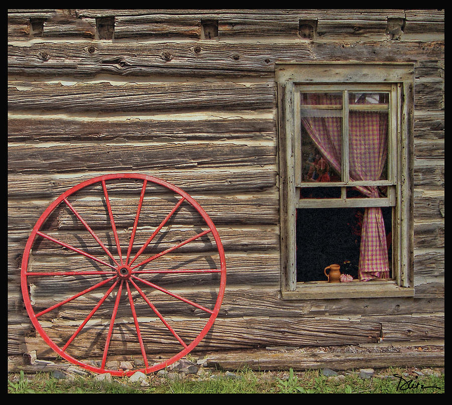 Old Cabin and Wheel Photograph by Peggy Dietz