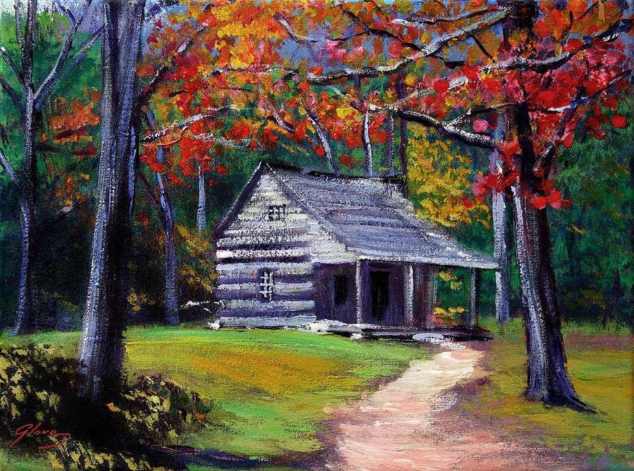 Old Cabin Plein Aire Painting by David Lloyd Glover