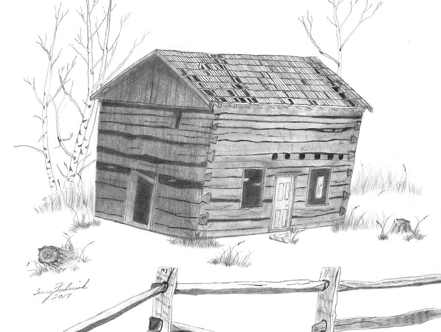 Old Cabin Drawing by Terry Frederick