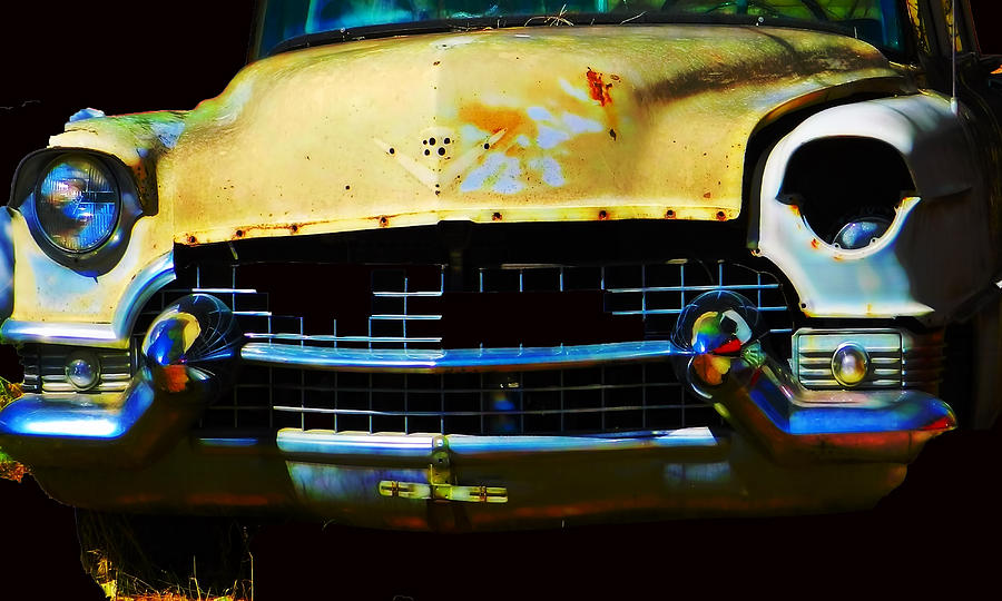 Old Caddy Yellow Photograph by Cathy Anderson