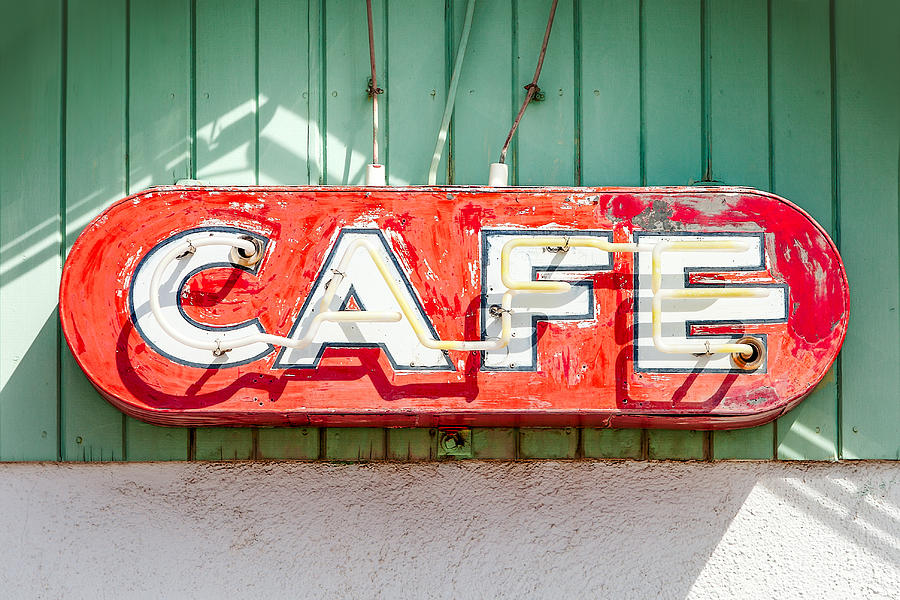 Vintage Photograph - Old Cafe Sign by Todd Klassy