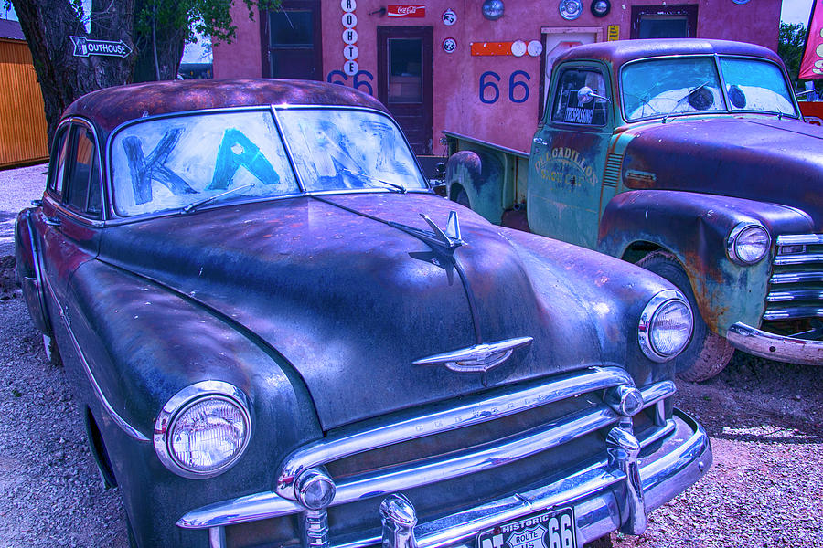 Old Car And Pickup Route 66 Photograph by Garry Gay