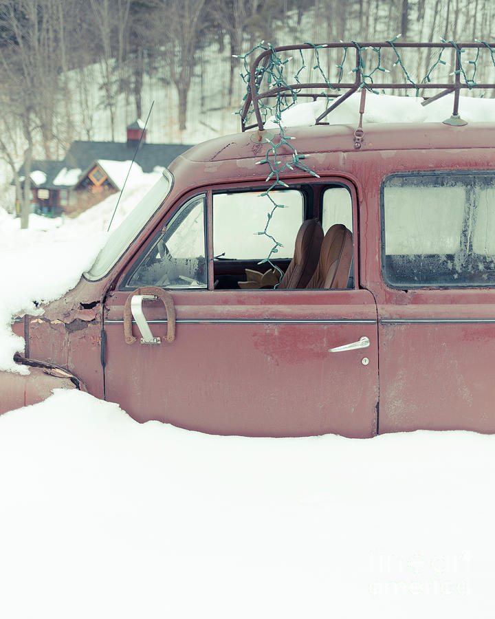 Old Car Buried in the Snow Woodstock Vermont Photograph by Edward Fielding