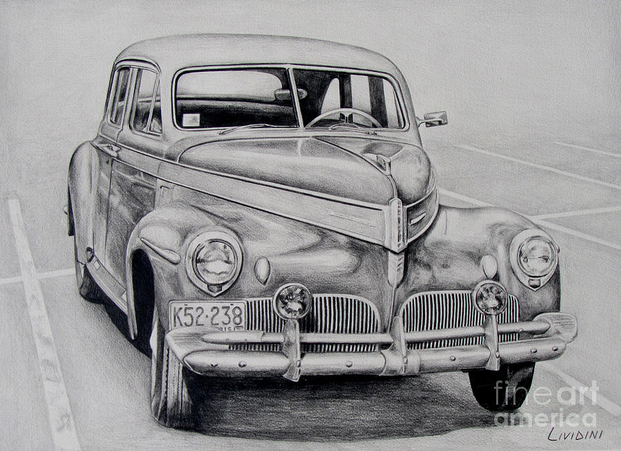 Old Car Drawing By Peter Paul Lividini