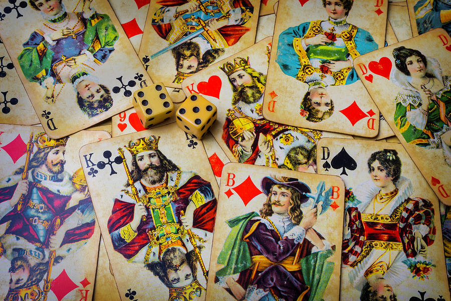 Old Cards And Dice Photograph by Garry Gay