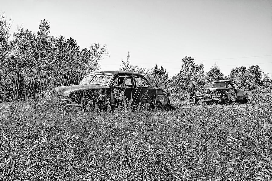 Old Cars in Field Photograph by Steve Lucas