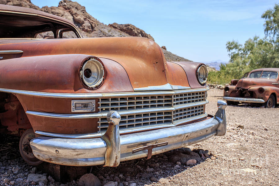 Old Cars in the Desert, Eldorado Canyon, Nevada Photograph by Edward Fielding