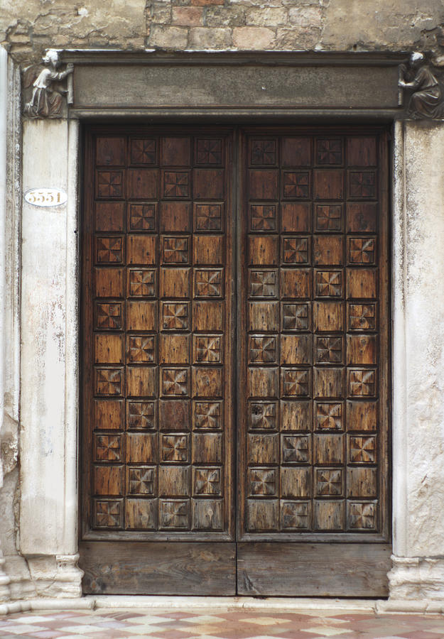 Old Carved Wood Guild Door Venice Italy Photograph by Suzanne Powers