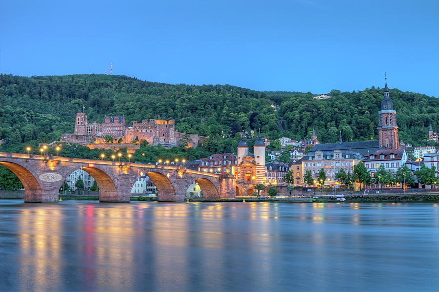 Old castle and Carl-Theodor bridge, Heidelberg, Germany, HDR Photograph by Elenarts - Elena Duvernay photo