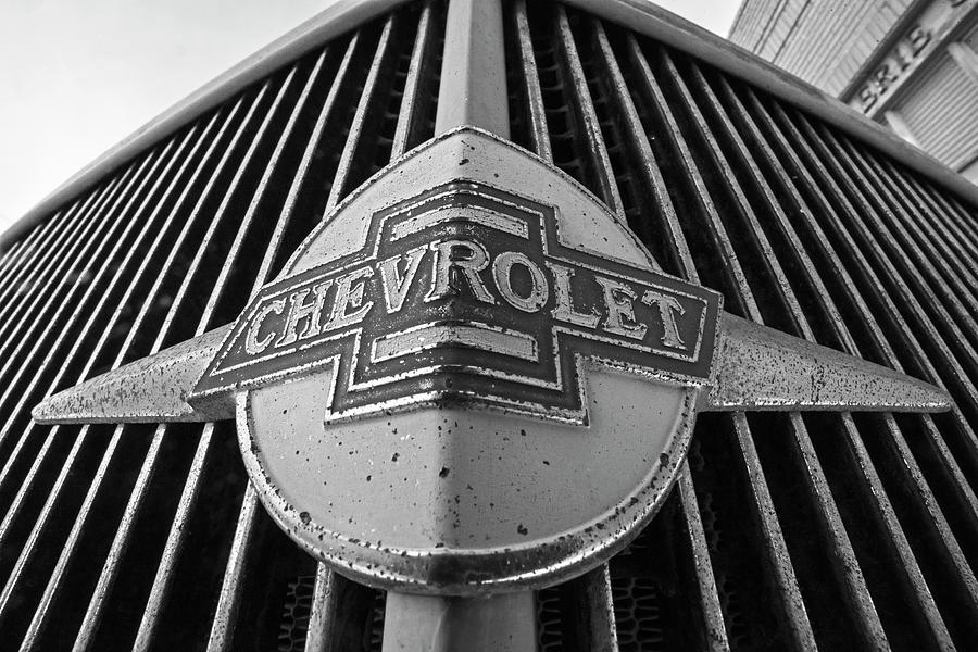 Old Chevy Grill Lowell Arizona AZ Black and White Photograph by Toby McGuire
