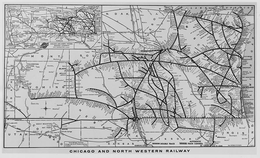 Old Chicago and North Western Map Photograph by Chicago and North Western Historical Society