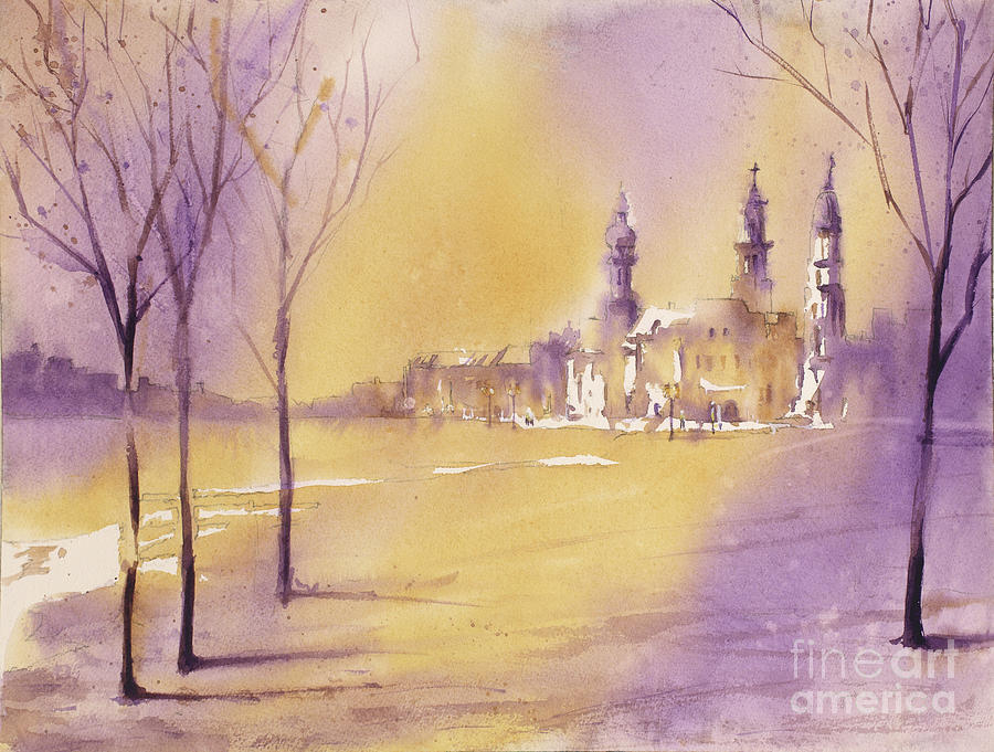 Street Scene Painting - Old City At Dusk by Ryan Fox Street Scene Painting - Old City At Dusk by Ryan Fox