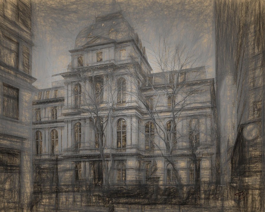 Old City Hall Sketch in Boston Drawing by Thomas Logan
