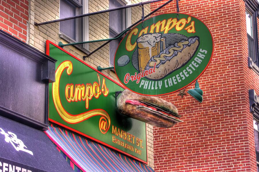 Old City Philadelphia Skyline - Campos Original Cheesesteaks No. 3 - Market Street Photograph by Michael Mazaika