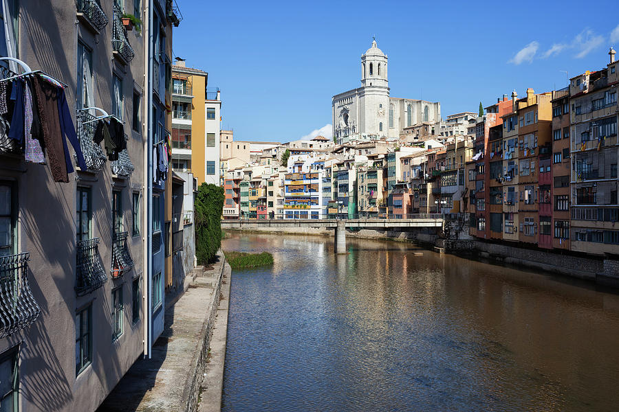 Old City Riverside Skyline of Girona in Spain Photograph by Artur Bogacki