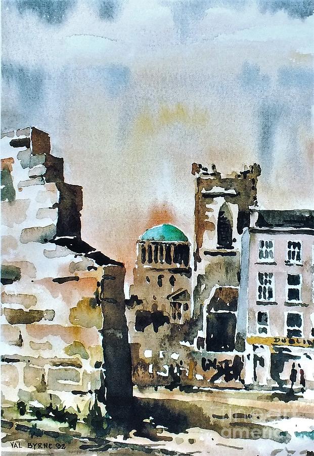 F 828  Old City Wall, Dublin Painting by Val Byrne